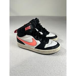 Nike Court Borough Mid 2 Youth Girls Size 4.5Y White Black Pink Athletic Sneaker